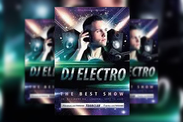 Elegant Sparkly Modern DJ Party Flyer Template FREE PSD