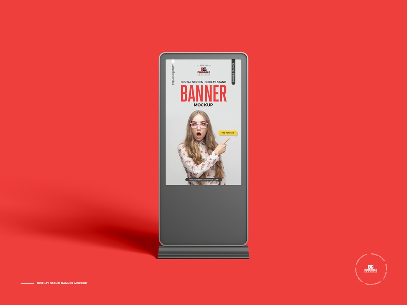 Front View Digital Screen Stand Banner Mockup FREE PSD