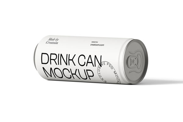 Front View of a Drink Can Laying on the Side Mockup FREE PSD
