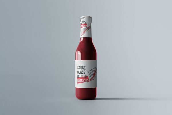 Front View of a Sauce Glass Bottle Mockup FREE PSD