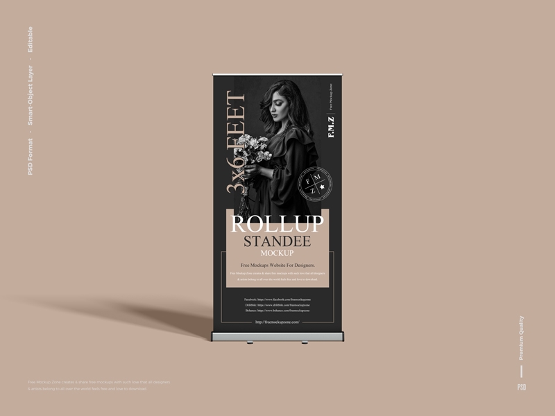 Front View Roll-up Standee Mockup FREE PSD