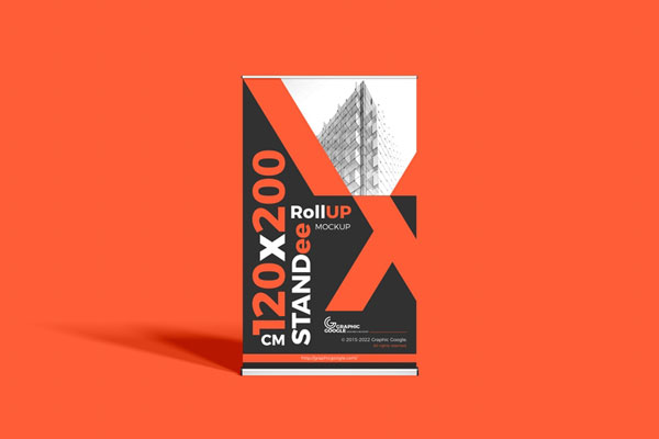 Front View Roll-up Standee Mockup FREE PSD