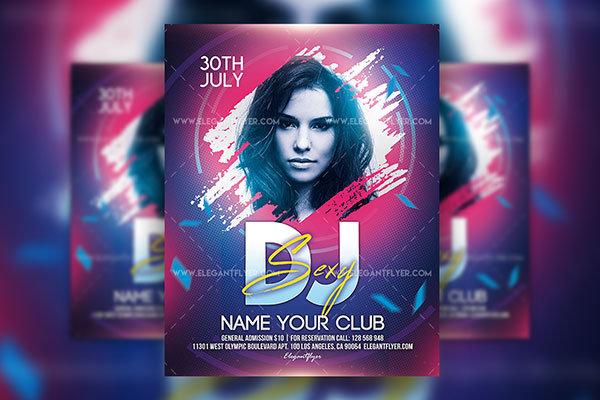 Futuristic Playful Sexy DJ Flyer Template (FREE) - Resource Boy