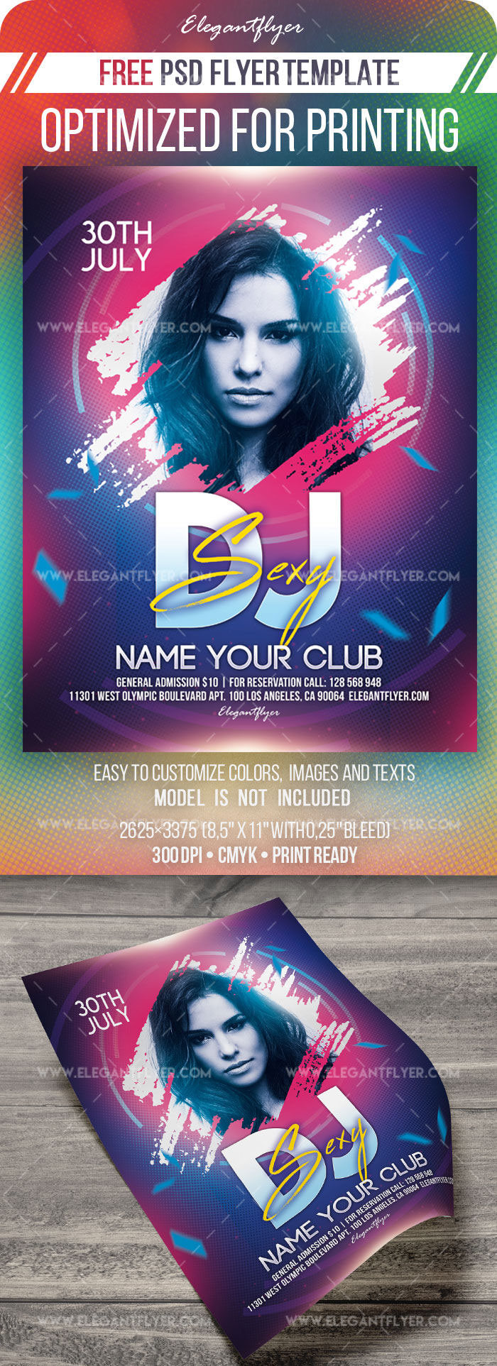 Futuristic Playful Sexy DJ Flyer Template FREE Resource Babe