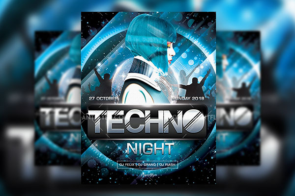 Futuristic Sparkly Techno Night Party Flyer Template Free Download ...