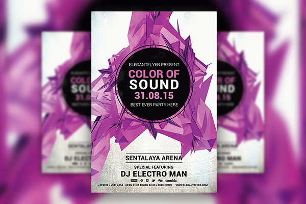 Geometric Color Sound Flyer Template and Facebook Cover FREE PSD