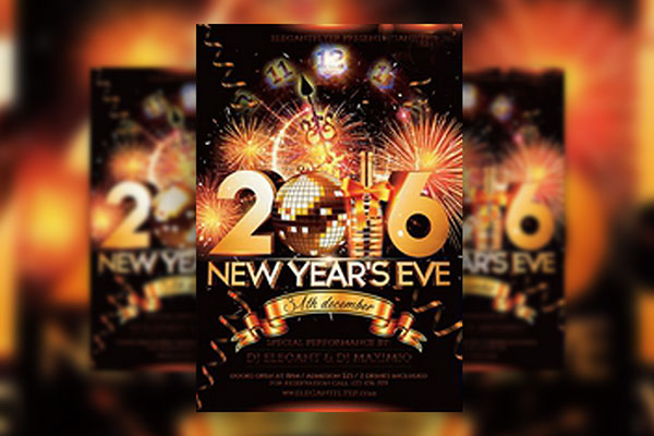 Glitter New Year's Eve Flyer and Facebook Cover Template FREE PSD