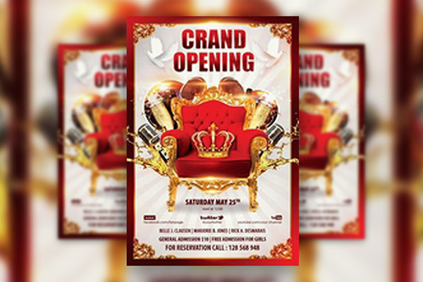 Gold and Luxury Grand Opening Party Flyer Template FREE PSD