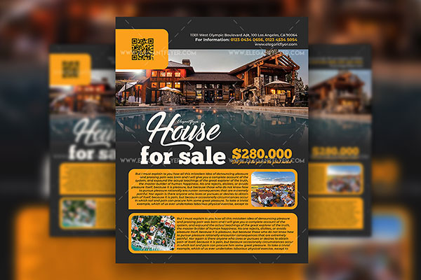 Gray, Orange Real Estate Agency Flyer, Facebook Cover, Instagram Banner Templates FREE PSD