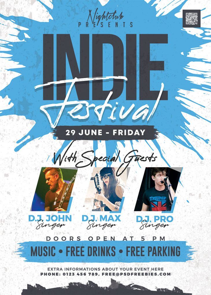 Grunge Indie Music Festival Event Flyer Template FREE PSD