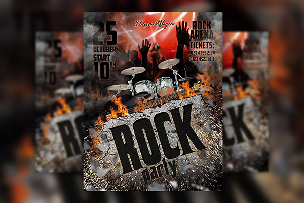 Grunge Rock Party Event Flyer Template FREE PSD