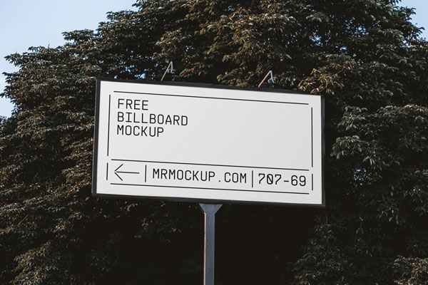Half-side View Horizontal Billboard in Park Mockup FREE PSD