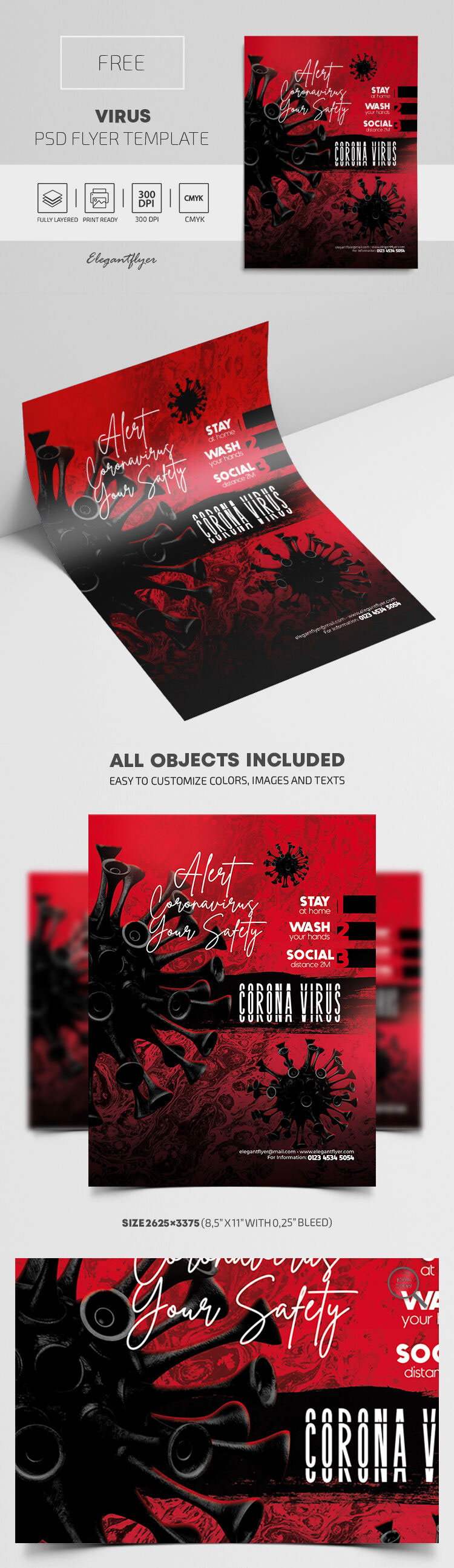 Illustrated and Dark Virus Flyer Template FREE PSD