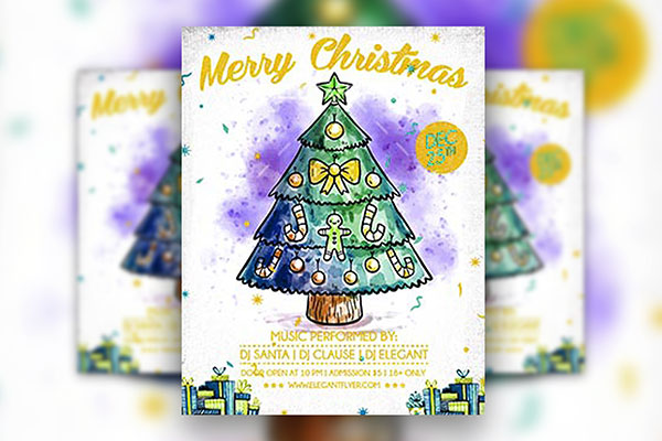 Illustrated Christmas Flyer and Facebook Cover Template FREE PSD