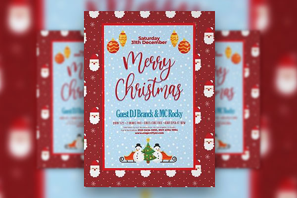 Illustrated Christmas Flyer Template and Facebook Cover FREE PSD