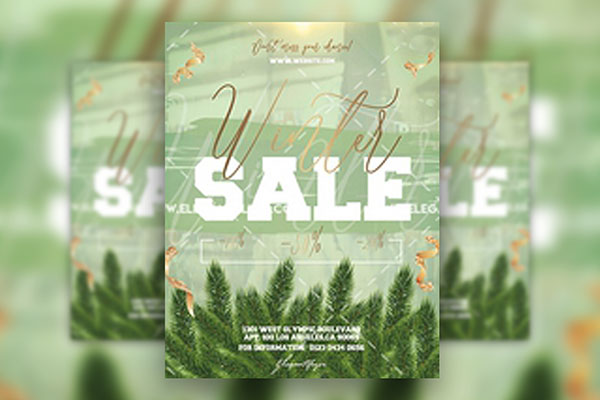 Illustrative Green Winter Sale Flyer, Facebook Cover, and Instagram Post Templates FREE PSD