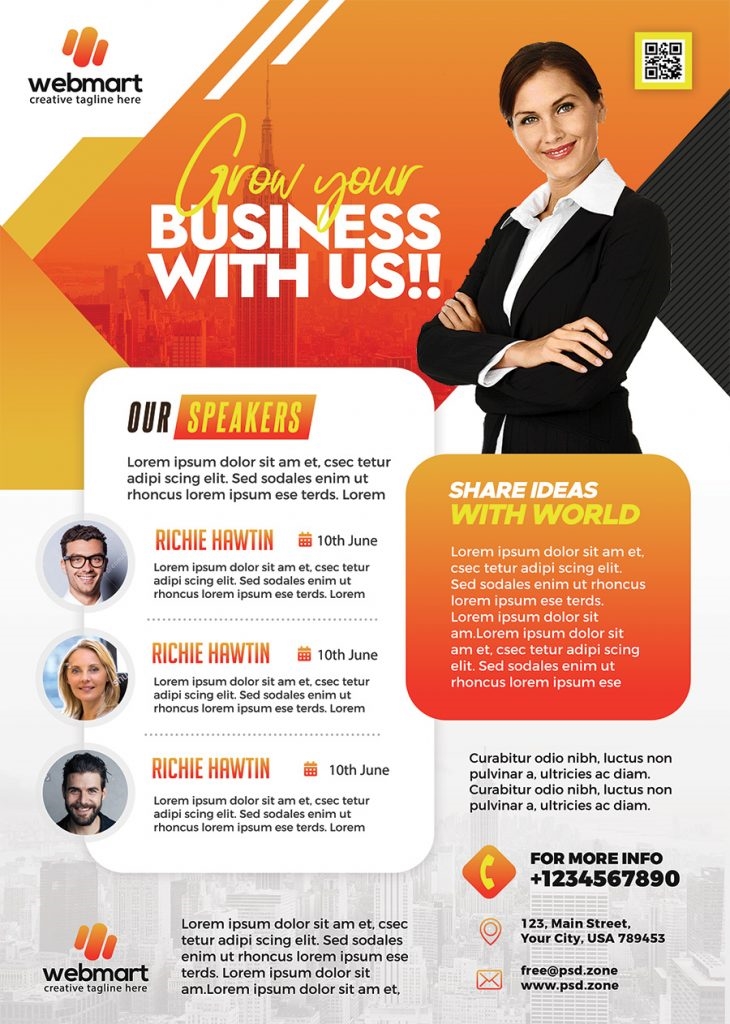 Infographic Business Conference Promotion Flyer Template FREE PSD