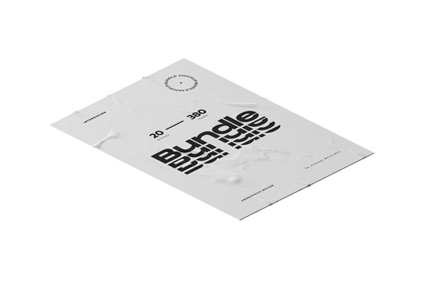 Isometric Crumpled A4 Paper Mockup on a Simple Surface FREE PSD