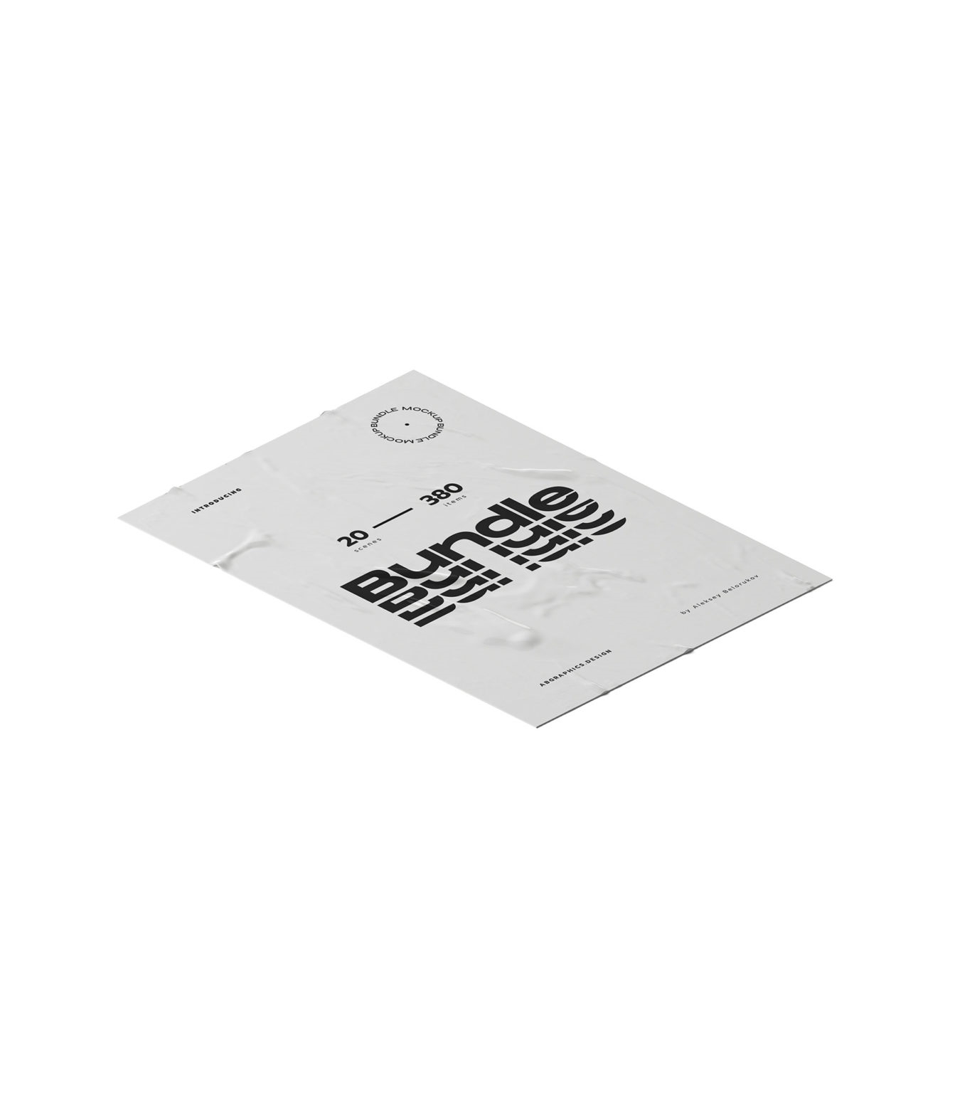 Isometric Crumpled A4 Paper Mockup on a Simple Surface FREE PSD