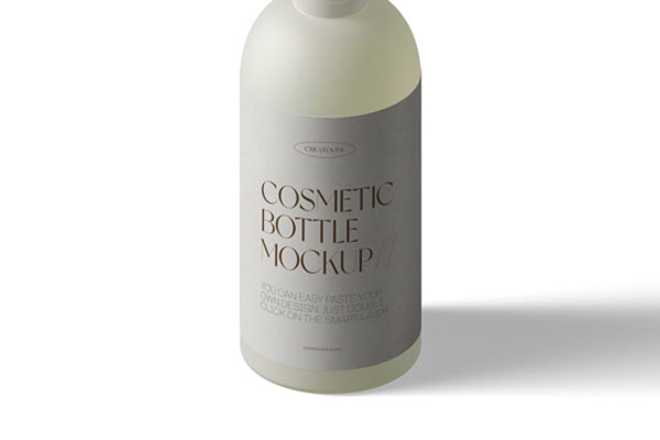 Isometric Vertical Clear Cosmetic Bottle Mockup FREE PSD