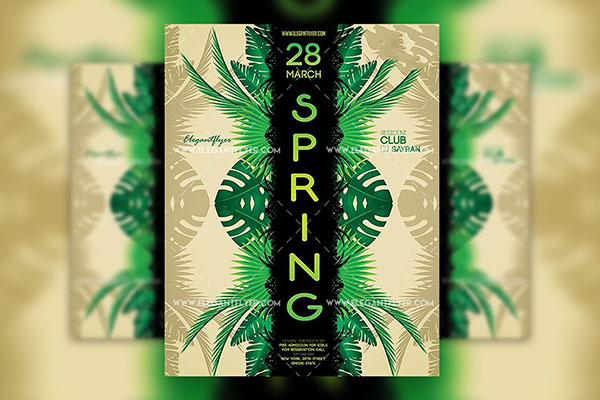 Leafy Tropical Spring Night Flyer and Facebook Cover Template FREE PSD