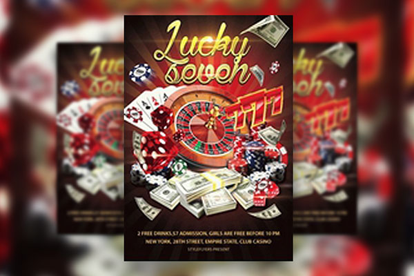 Lines and Creative Lucky Seven Gamble Flyer Template FREE PSD
