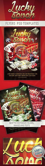 Lines and Creative Lucky Seven Gamble Flyer Template FREE PSD