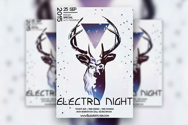 Minimalistic Galactic Nightclub Party Flyer and Facebook Cover Template FREE PSD