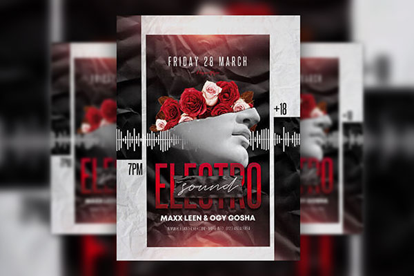 Modern Artistic Electro Sound Party Flyer Template FREE PSD