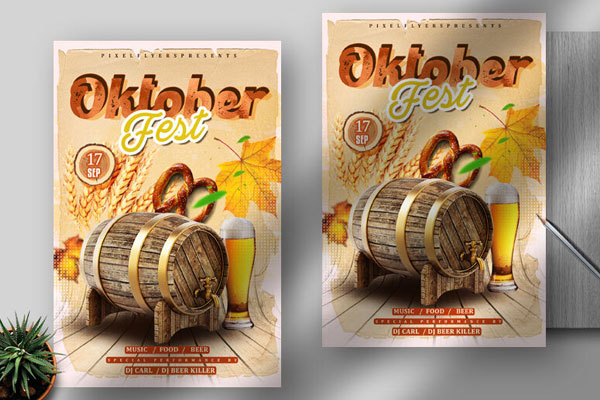 Modern Beer Oktoberfest Flyer Template FREE PSD