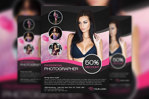 Modern Black and Pink Photography Flyer Template and Facebook Cover FREE PSD