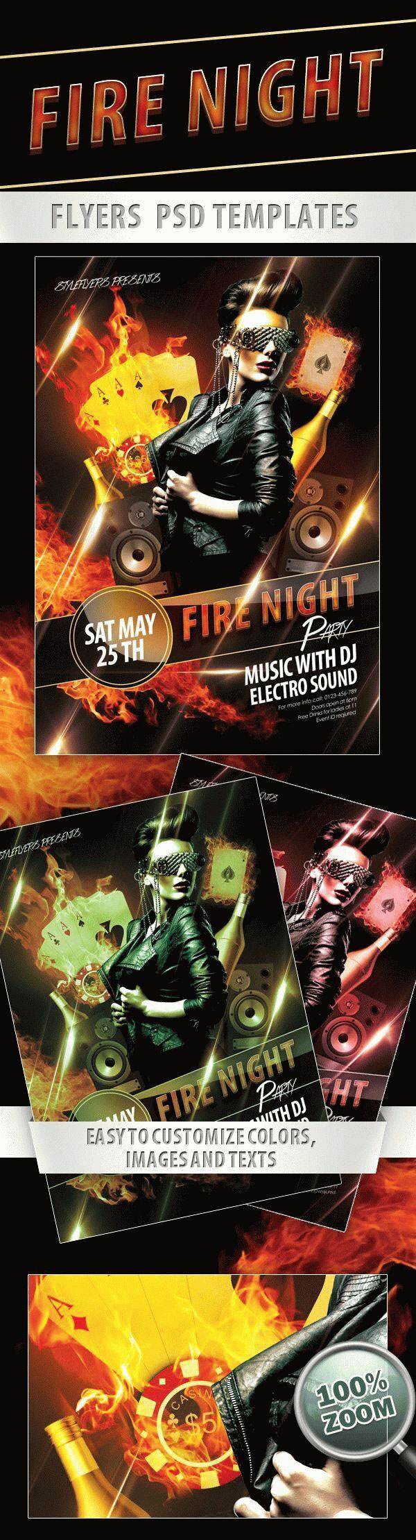Modern Black Fire Night Party Flyer Template FREE PSD