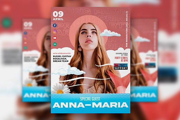 Modern Illustrated Club Party Flyer Template FREE PSD
