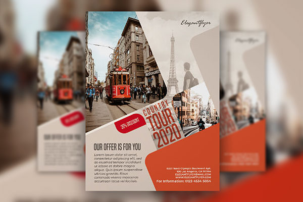 Modern Infographic Country Tour Flyer Template FREE PSD