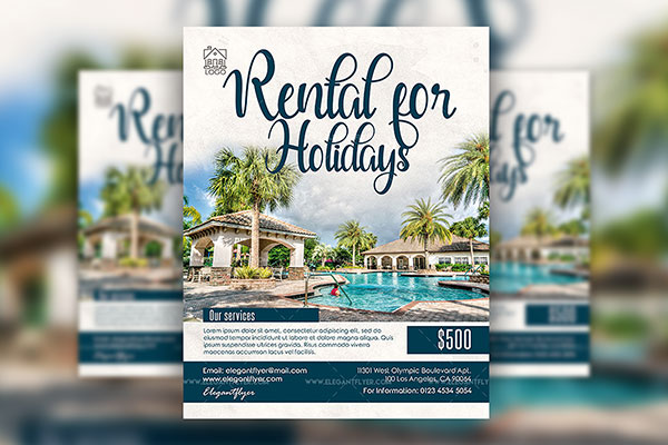 Modern Infographic Holidays Rental Flyer Template FREE PSD