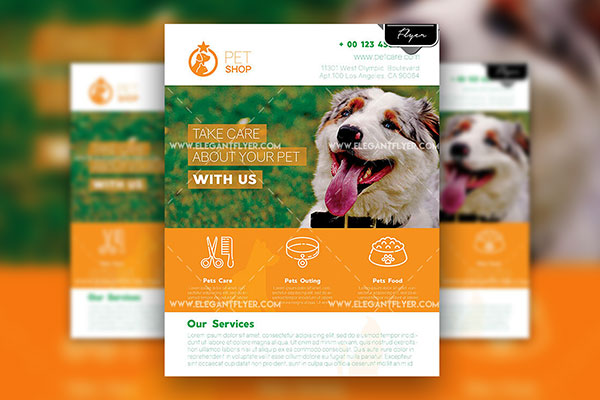 Modern Infographic Pet Shop Flyer Template and Facebook Cover FREE PSD