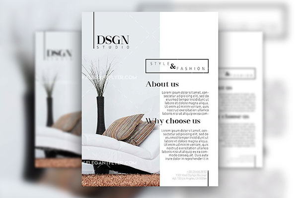 Modern Interior Design Flyer and Facebook Cover Template FREE PSD