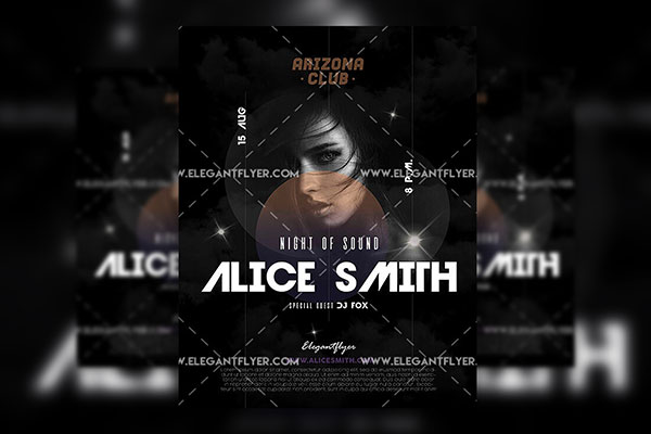 Modern Lines Circles DJ Party Flyer Template FREE PSD