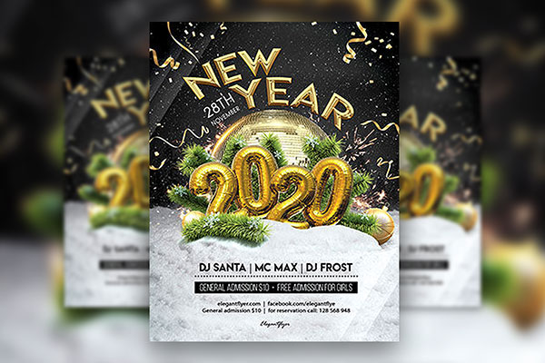 Modern Luxury New Year Party Flyer Template FREE PSD