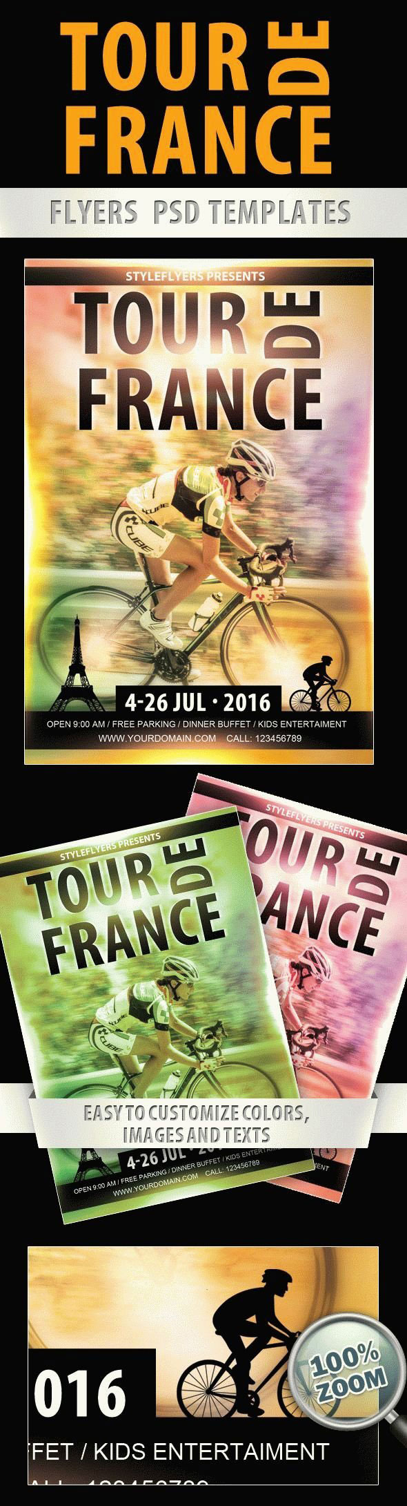 Modern Photo Tour De France Flyer Template FREE PSD