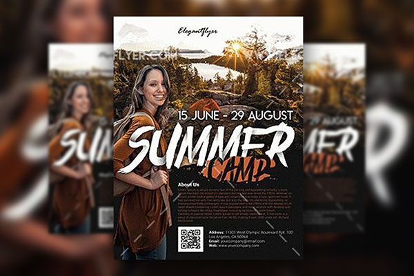 Modern Summer Camp Flyer and Facebook Cover Template FREE PSD