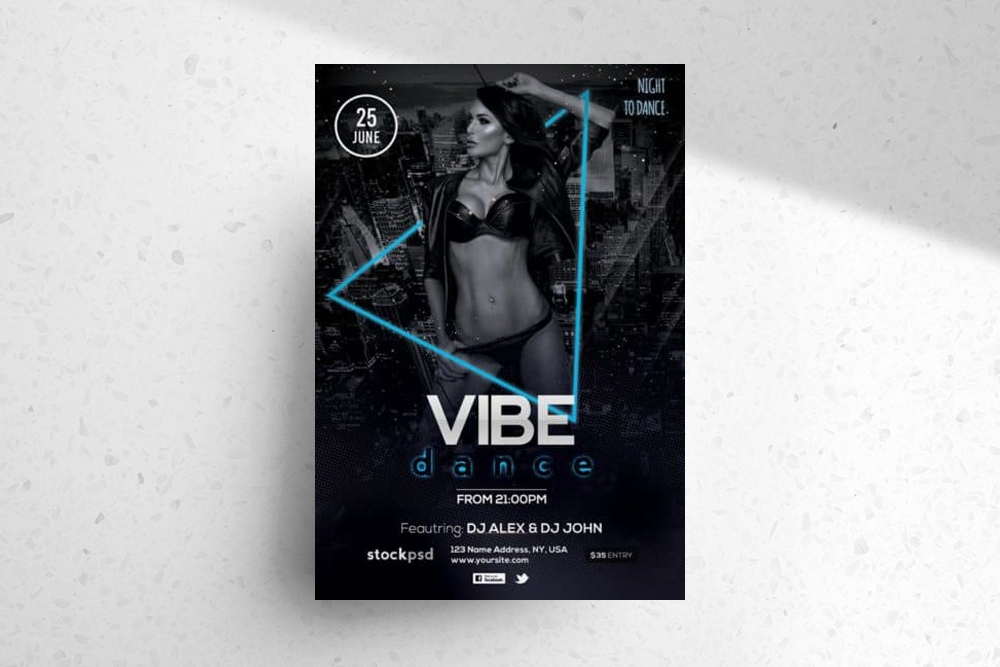 Modern Urban DJ Party Flyer Template FREE PSD
