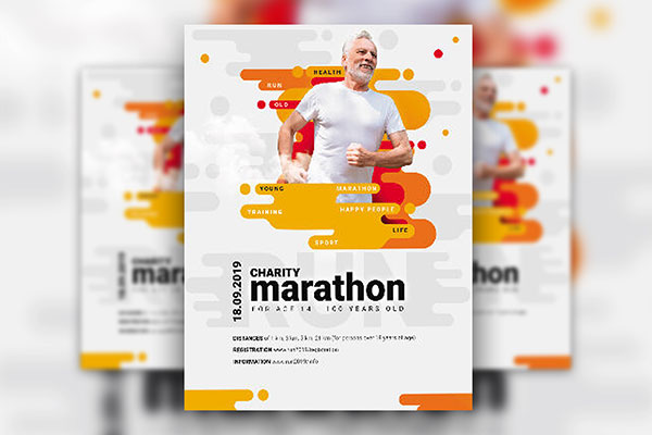 Modern White Marathon Flyer Template FREE PSD