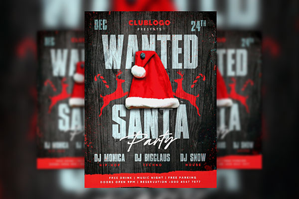 Modern Wooden Christmas Event Flyer Template FREE PSD