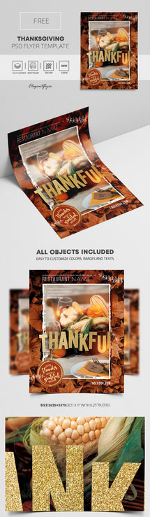 Nifty Modern Thanksgiving Event Flyer Template (FREE) - Resource Boy