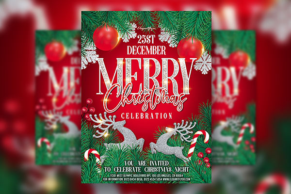 Ornamental Tree Christmas Party Flyer Template (FREE) | Resource Boy