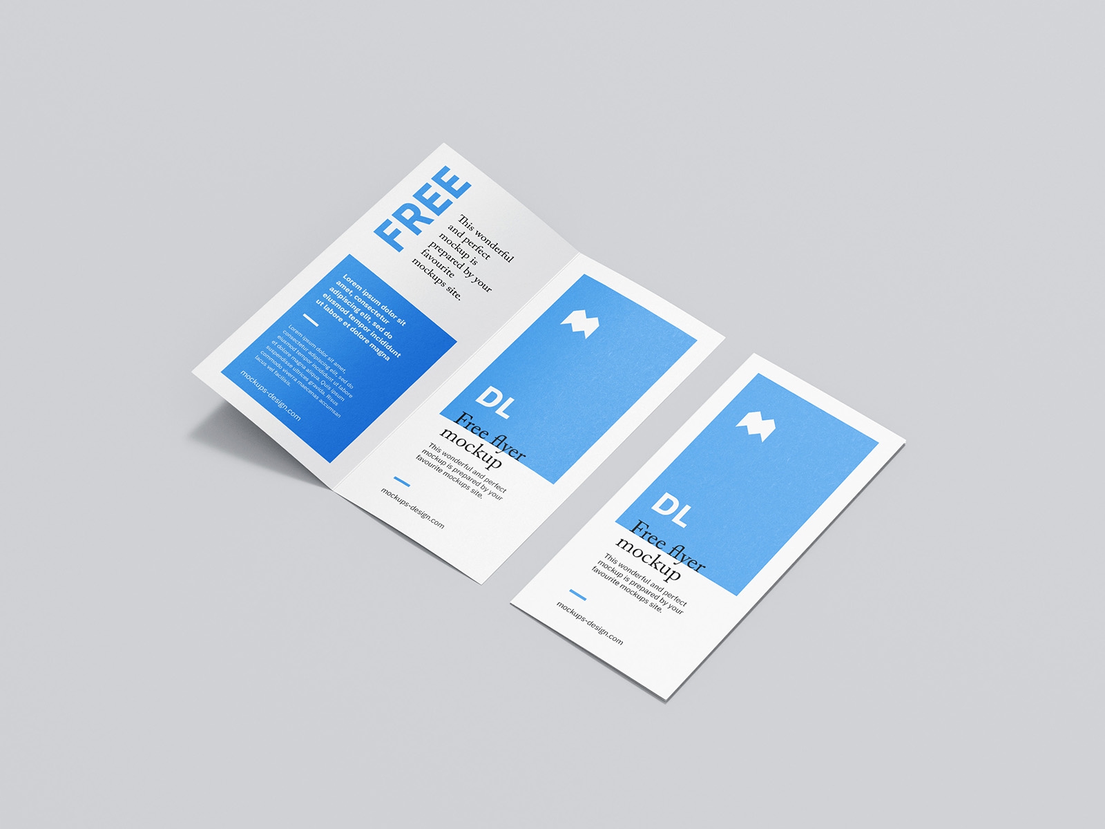 Perspective and Top View of 6 DL Bi-Fold Flyer Mockups FREE PSD