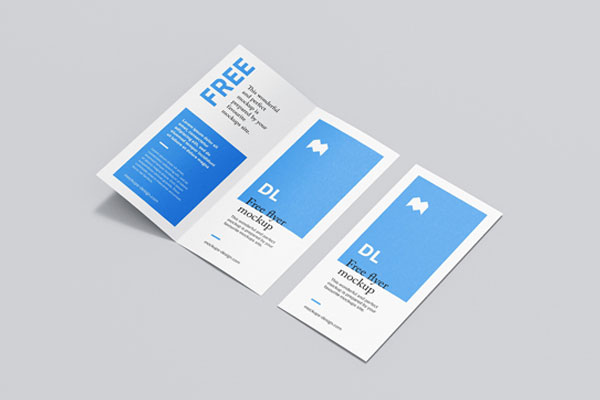 Perspective and Top View of 6 DL Bi-Fold Flyer Mockups FREE PSD