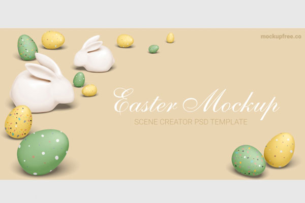 Playful Easter Scene Creator Mockup from a Front View FREE PSD