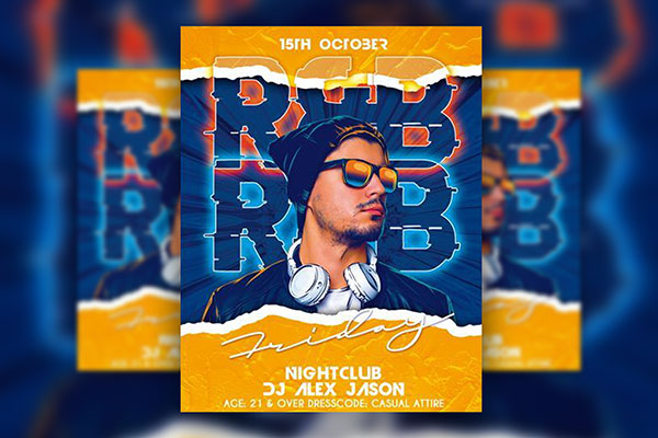 Playful Glitch DJ Party Event Flyer and Facebook Cover Templates FREE PSD
